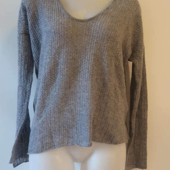 Womens Zadig & Voltaire Deluxe 100% Cashmere Gray Open Knit Sweater M * - Picture 3 of 8